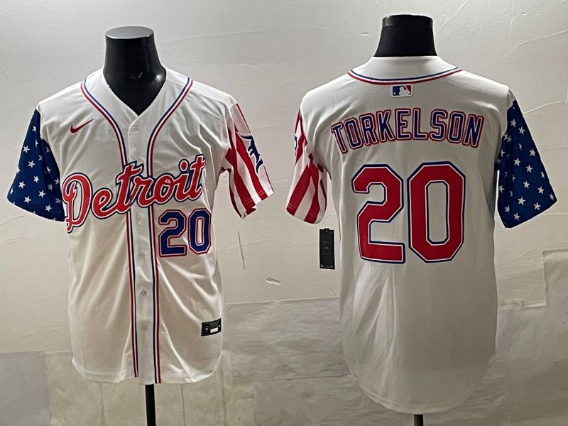 Men Detroit Tigers #20 Torkelson White National Flags 2025 Nike MLB Jersey style 04